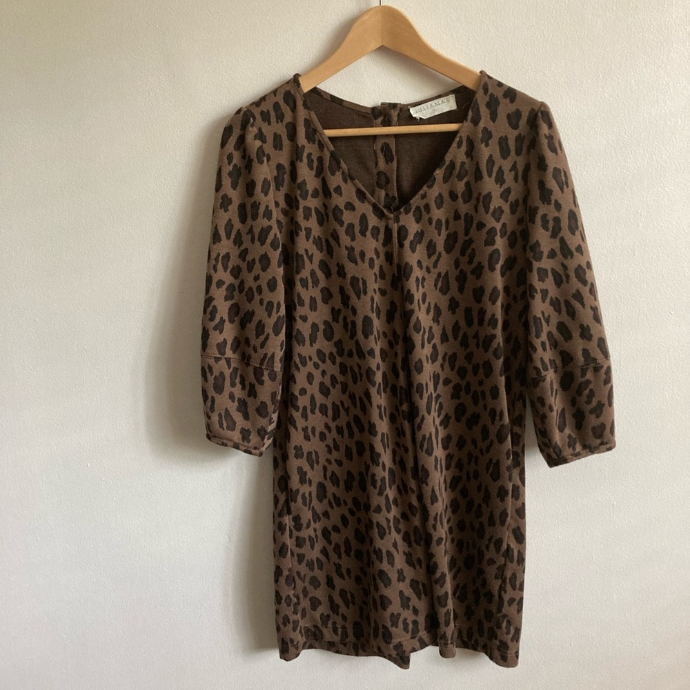 Leopard Print Mini Dress with 3/4 Sleeves
